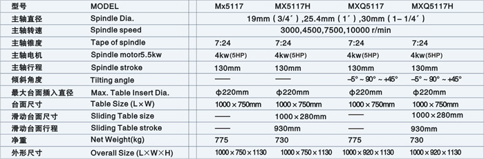 立铣MX5117B可调45度角度