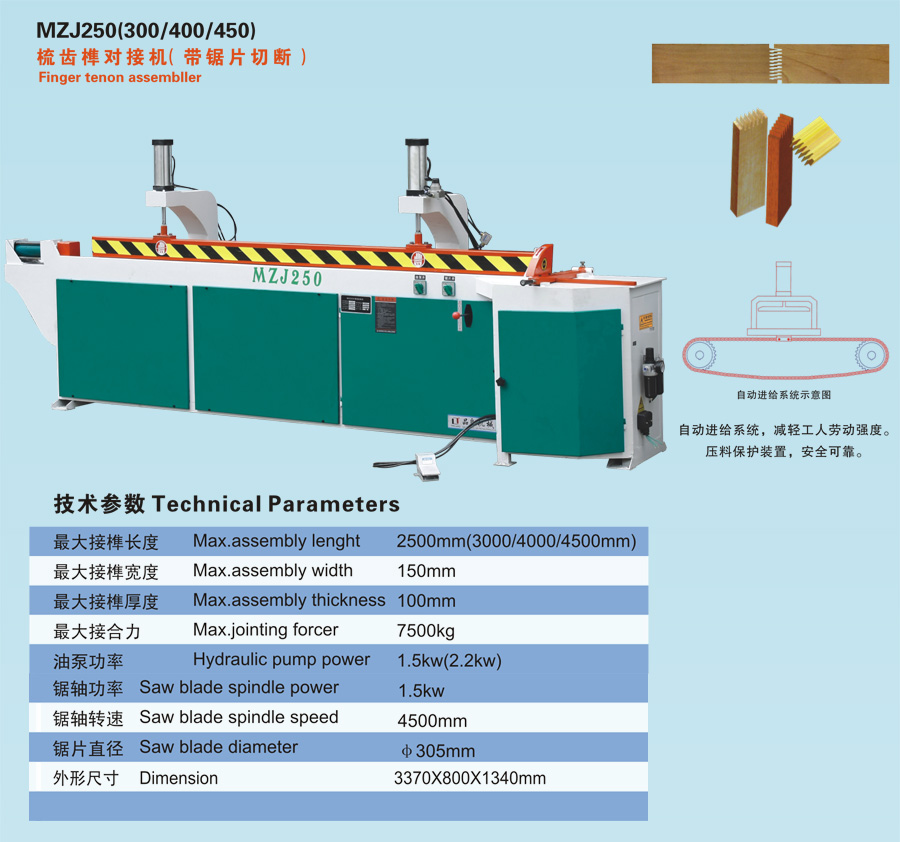 梳齿榫对接机（带锯片切断）MZJ250/400