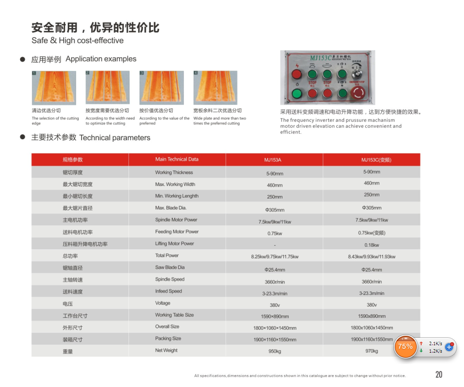 单片纵锯机153C变频